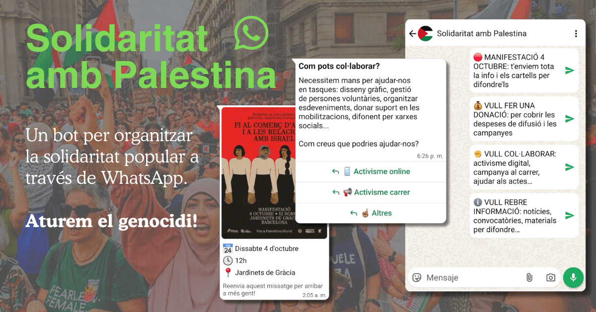Solidaritat amb Palestina. Un bot per organitzar la solidaritat popular a través de WhatsApp.